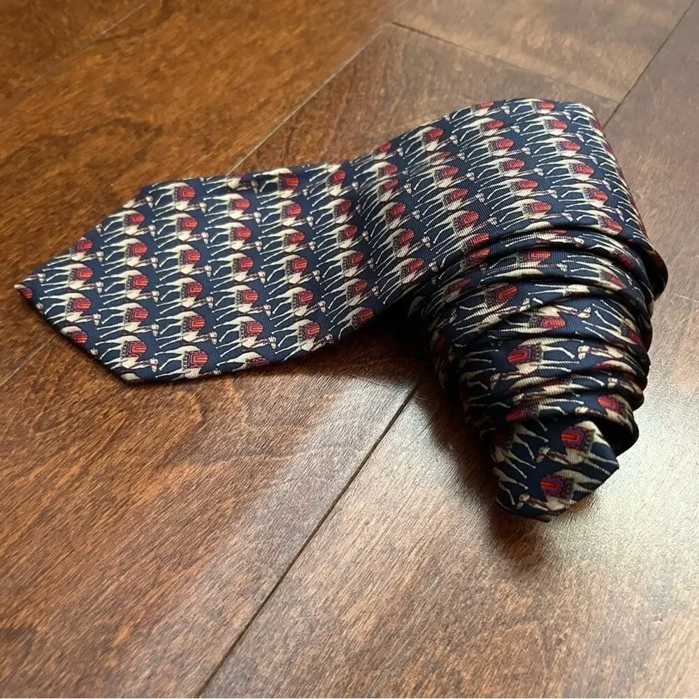 Awesome Camel Tie, 100% Silk and Made in Italy, Blue and Red, Beaufort Tie Rack